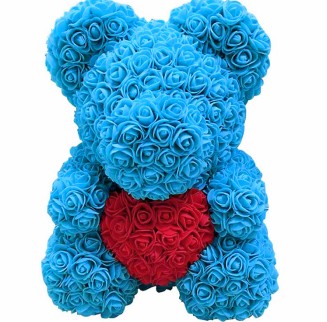 Lovely Big Red Rose Flower Bear Rose With Heart Ornaments Gifts for Valentines's Day Women Wife Gift 25cm 8 colors