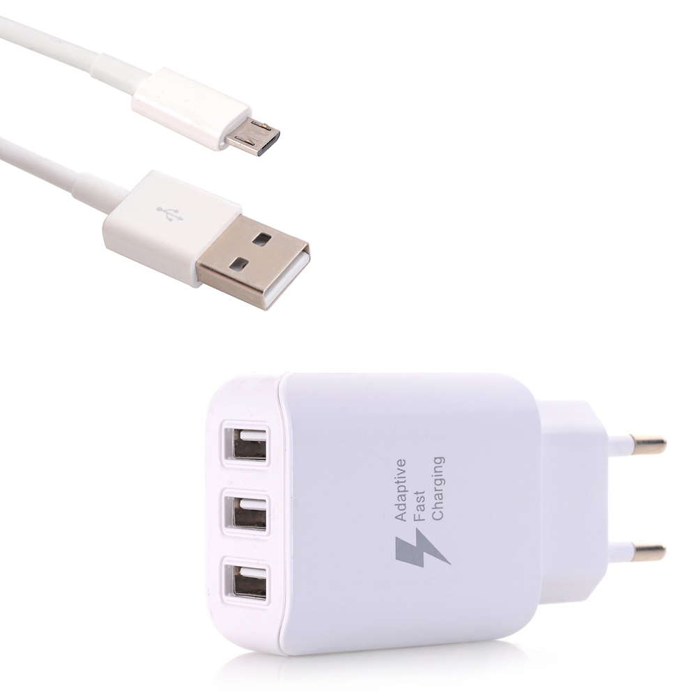 3 USB Wall Charger Travel Adapter Fast Charging + Quick Charge Micro USB Data Charging Cable 100cm
3 USB Wall Charger Travel Adapter Fast Charging + Quick Charge Micro USB Data Charging Cable 100cm