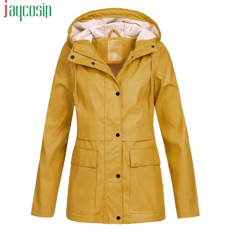 Women Long Waterproof Jacket Hooded Loose Large Pocket Long Sleeve Ladies Tops Plus Size Female Casual Outdoor Coats Raincoat