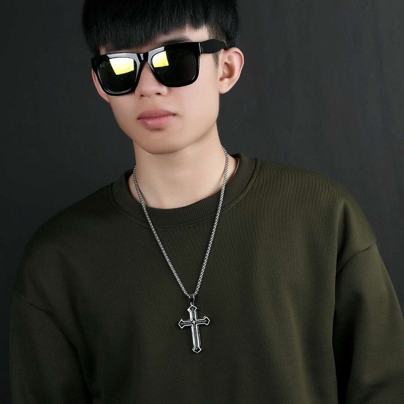 hip hop pendant necklace for men luxury designer mens black pendants stainless steel Bible scriptures jewelry gift