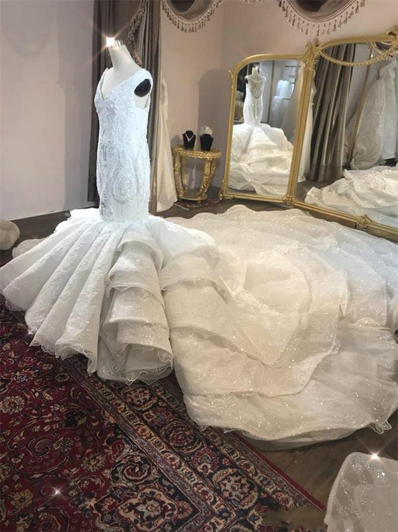 Plus Size Wedding Dresses Off The Shoulder Lace Applique Sequins Mermaid Wedding Dress Court Train Country Bridal Gowns Vestidos De Novia