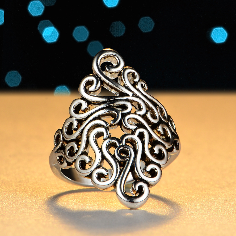 Wholesale-New Flower Ring Silver Rose Gold Silver Lovers Band Rings For Women And Men Couple Rings Fine Jewelry