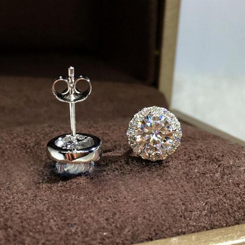 Choucong New Hot Sale Luxury Jewelry 925 Sterling Silver Round Cut White Clear 5A Cubic Zirconia Popular Party Women Wedding Stud Earring - view 5