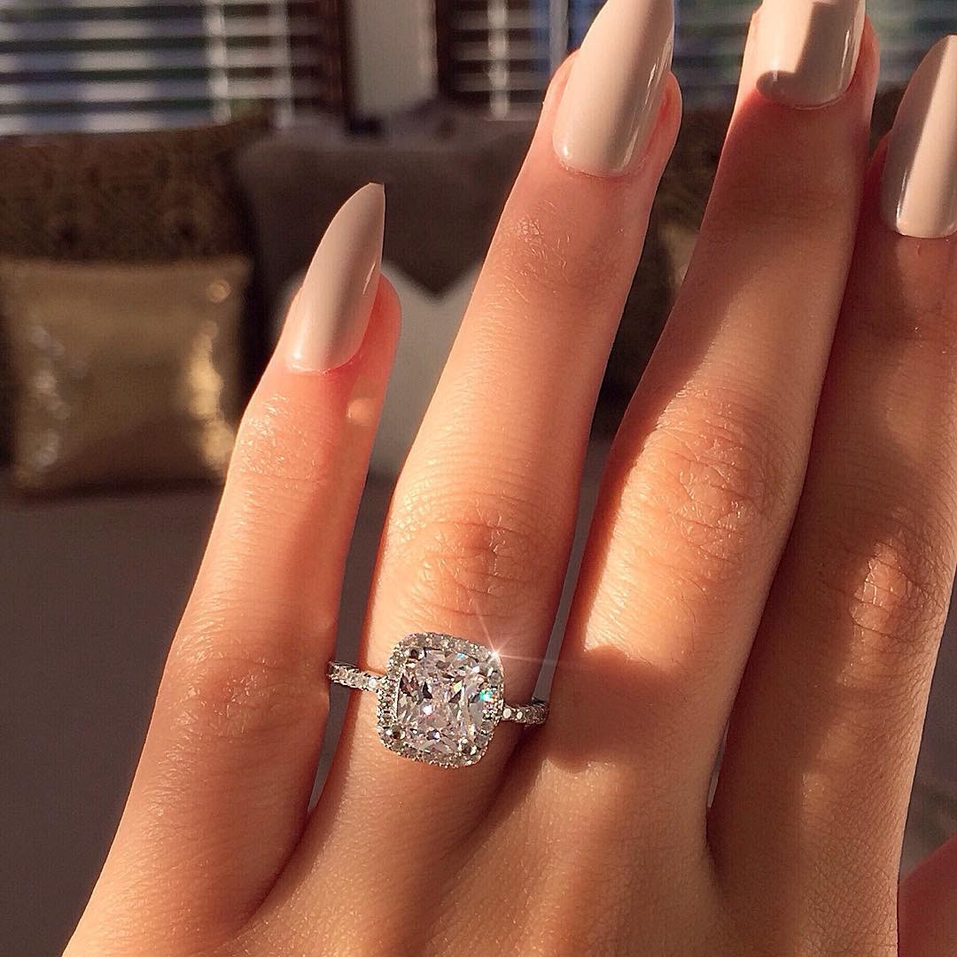 Size 5-12 Stunning Simple Fashion Jewelry 3CT Topaz 925 Sterling Silver Cushion Shape CZ Diamond Promise Women Wedding Bridal Ring Gift