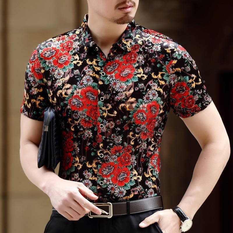 Chemise Homme Camicia Uomo Sexy Transparent Shirt Men Red New SummerShort Sleeve Slim Fit Rose Print Velvet Shirt Club Party, As picture
Chemise Homme Camicia Uomo Sexy Transparent Shirt Men Red New SummerShort Sleeve Slim Fit Rose Print Velvet Shirt Club Party, As picture