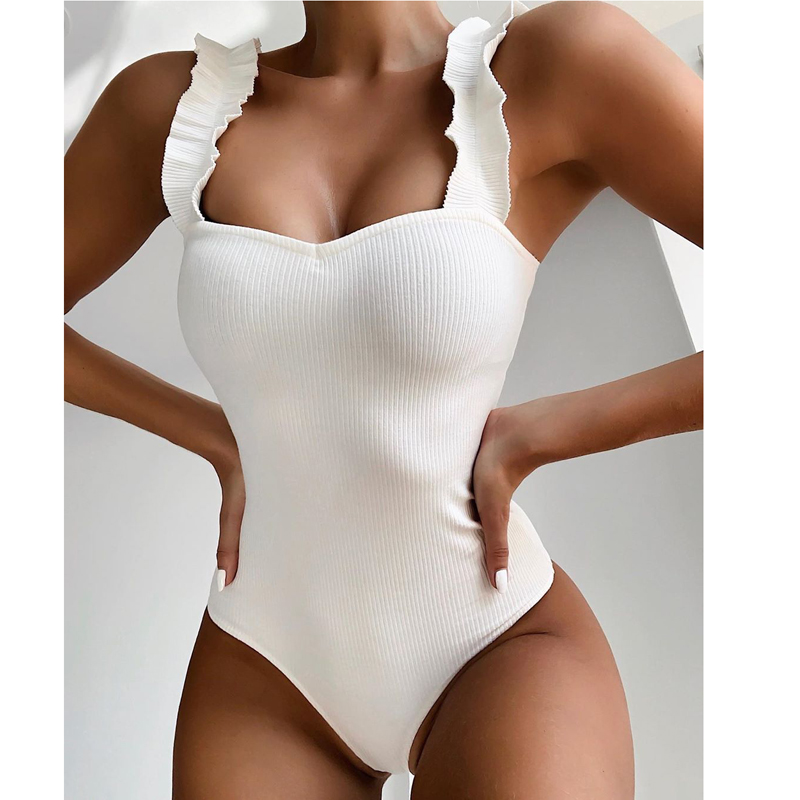 New White color Ruffles Strap One-piece Swimsuit women swimwear Monokini Simple Beach Bathing Suit female, As pic
New White color Ruffles Strap One-piece Swimsuit women swimwear Monokini Simple Beach Bathing Suit female, As pic
