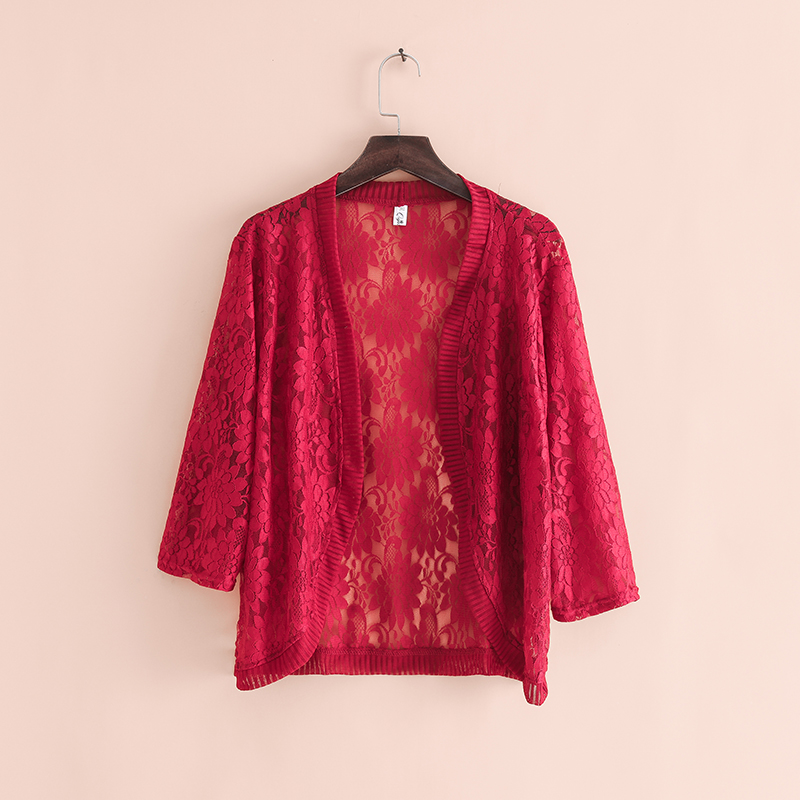 Lace Femme Cardigan Black Red White Pink Slim Big Size Three Quarter Sleeve Shawl 6xl Slim Feminina Coat Hollow Solid Flower TOP
Lace Femme Cardigan Black Red White Pink Slim Big Size Three Quarter Sleeve Shawl 6xl Slim Feminina Coat Hollow Solid Flower TOP