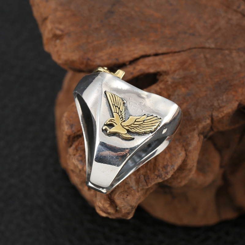 925 sterling adjustable eagle band rings for men American Europe antique handmade designer punk gothic Luxury jewelry accessories gifts