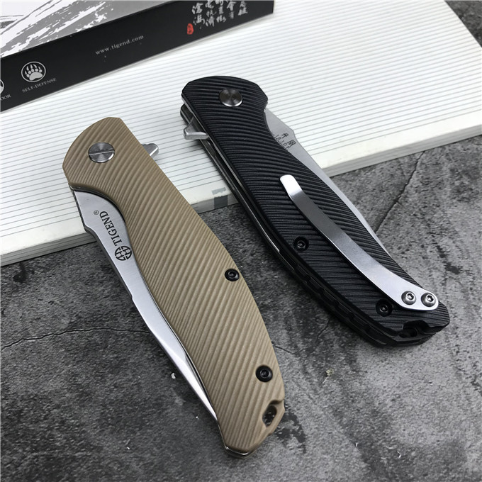 Jefrey Collins Handle 2 Colors Flipper Folding Knife 440C Satin Blade Fiber Nylon + Stainless Steel Sheets Handles Ball Bearing Knives +
