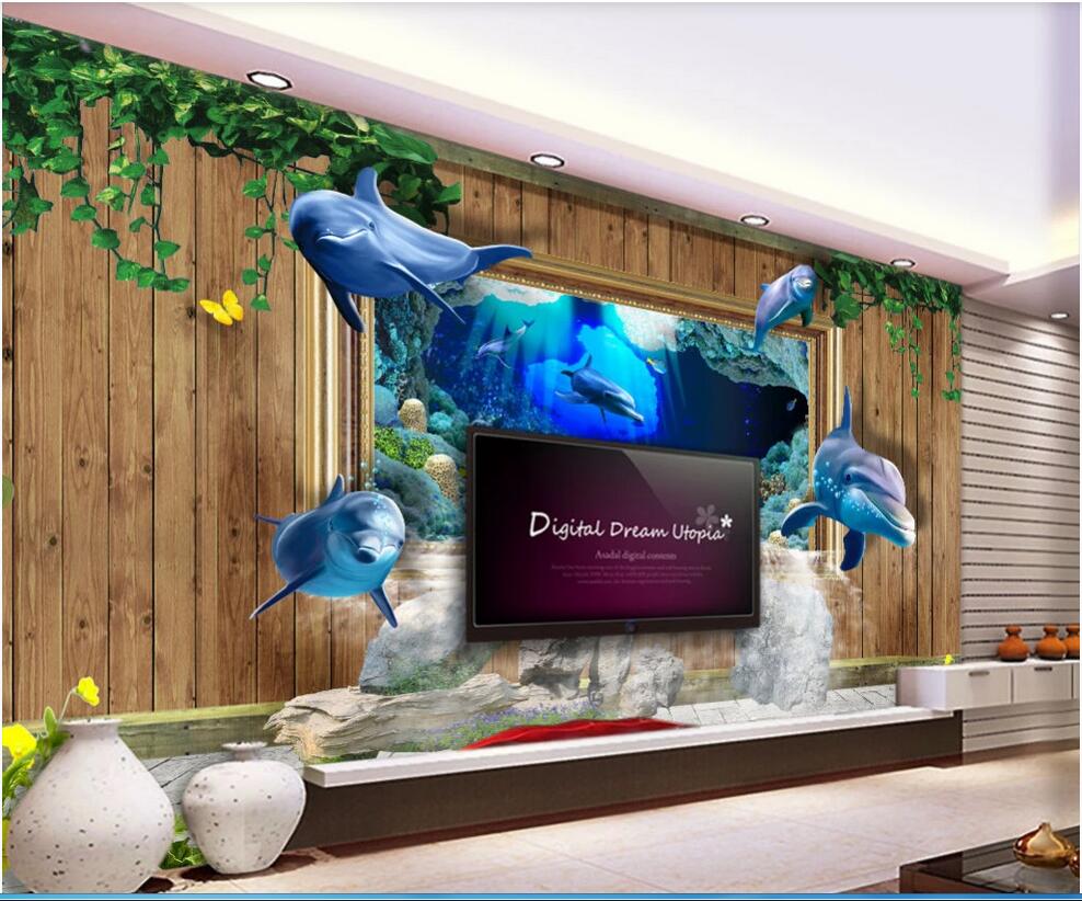 3d wallpaper custom photo mural Wooden wall vines flowing water wealth dolphins underwater world 3D background home decor wall art pictures, Non-woven fabric
3d wallpaper custom photo mural Wooden wall vines flowing water wealth dolphins underwater world 3D background home decor wall art pictures, Non-woven fabric