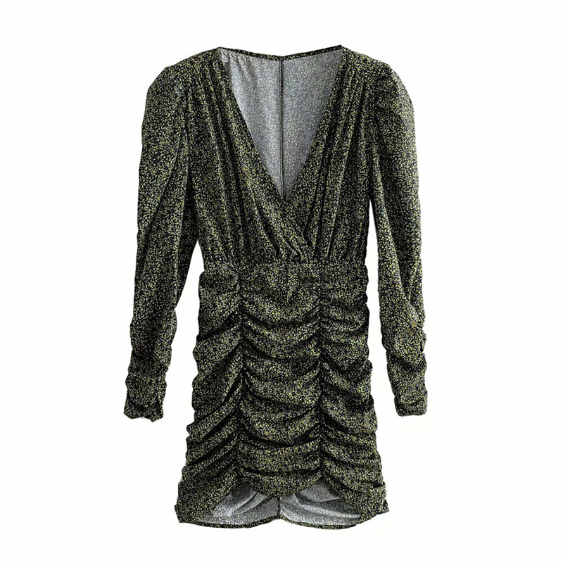Women Vintage Floral Print Draped Bodycon Mini Dress Autumn Puff Sleeve V Neck Party Lady Dresses Sexy Pleated Pencil Dresses, Green
Women Vintage Floral Print Draped Bodycon Mini Dress Autumn Puff Sleeve V Neck Party Lady Dresses Sexy Pleated Pencil Dresses, Green