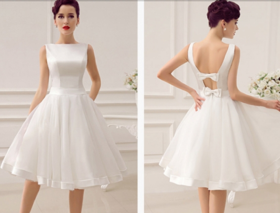 Vestidos de Noiva Hot Sale Short Wedding Dresses Vintage Bridal Dress 1950 Bateau Sleeveless Reception Bridal Gown