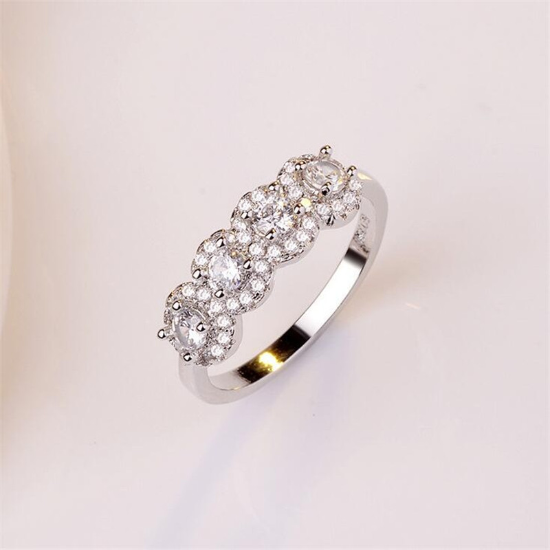 Vecalon Elegant ring 925 Sterling Silver Diamond Engagement wedding band rings For women Bridal Fine Party Finger Jewelry Gift