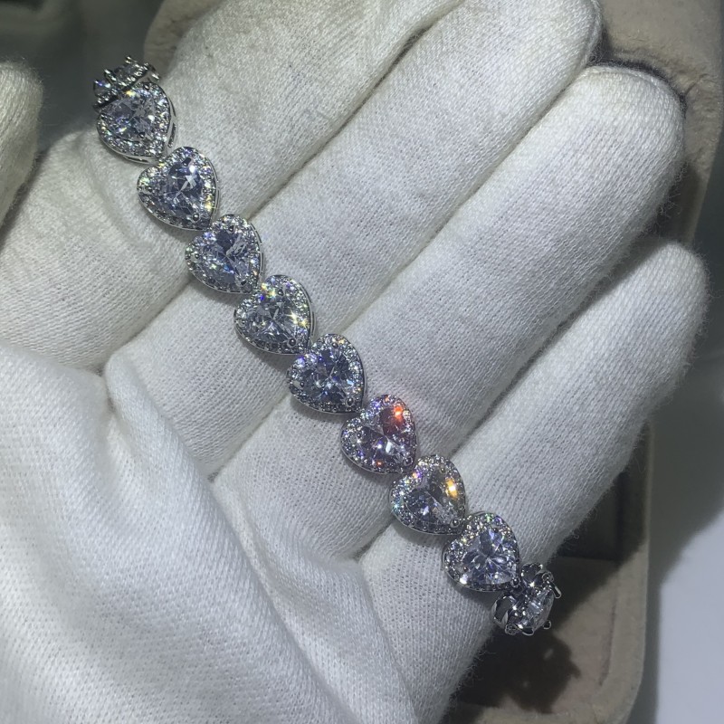 Drop Shipping High Quality Stunning Luxury Bracelet 10KT White Gold Fill Pear Cut Sapphire Gemstones Popular Lucky Wrist Women Bracelet Gift