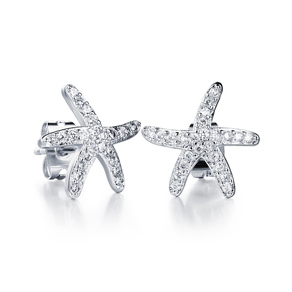 Charm Sea Star Stud Earrings Jewelry Copper 18K Gold/Platinum Plated Earrings Jewelry Women Girl's Gift