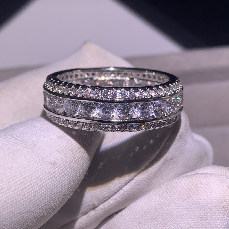 Sterg Sier Round Cut White Topaz Stackable Women's Wedding Band Ring 89f8