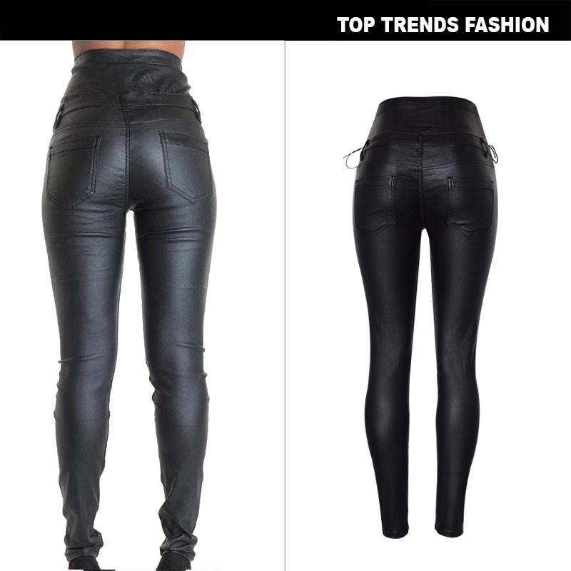 hot sale Women Pu Leather Pants Black Sexy Stretch Bodycon Trousers Women High Waist Long Pants women jeans
