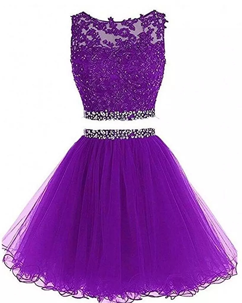 New Two Pieces Short Prom Dresses 2019 A Line Tulle Beaded Crystals Appliques Homecoming Graduation Cocktail Party Gown QC1302