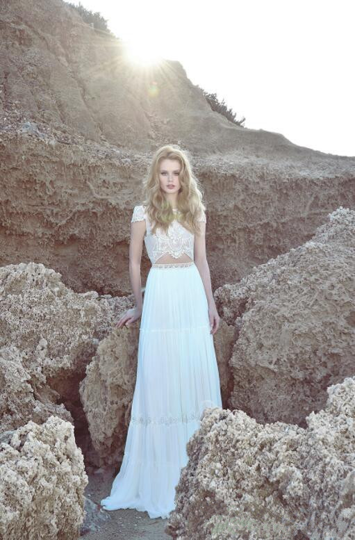 Inbal Raviv Summer Boho 2019 Beach Wedding Dresses Bohemian Lace Cap Sleeve Cheap Chiffon Wedding Dress Bridal Gowns Vestidos De Novia