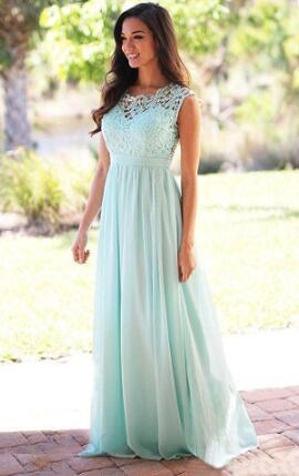 2020 Hot Sale Country Bridesmaids Dresses Lace Top A Line Long Chiffon Summer Beach Maid of Honor Wedding Guest Party Gowns Cheap Customized