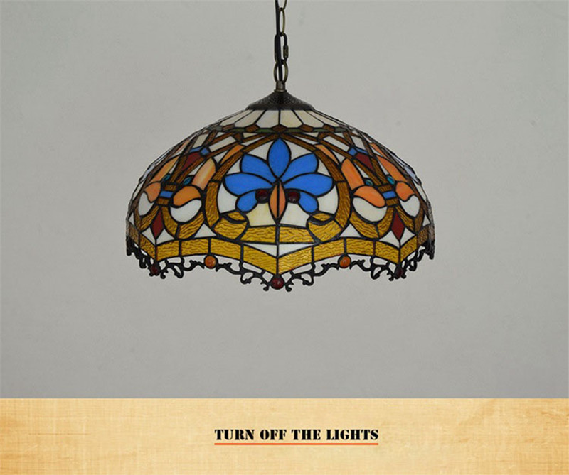 16 inch European retro creative glass lamp Tiffany stained glass love decoration living room dining room bedroom chandelier TF043