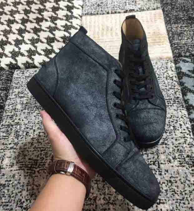 2020S Red Bottom Sneaker Shoes Fashion Men's Suede Spiked Flat Red Soles High Top Sneaker Signature Without spikes laces-up Wholesale
2020S Red Bottom Sneaker Shoes Fashion Men's Suede Spiked Flat Red Soles High Top Sneaker Signature Without spikes laces-up Wholesale