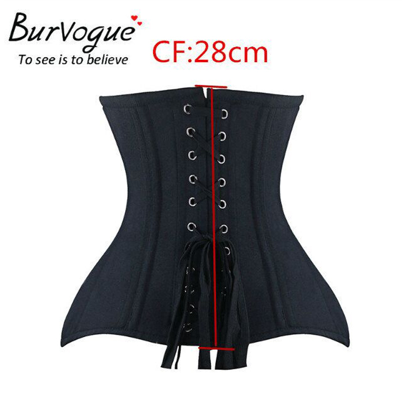 Burvogue Underbust Corset Bustier Steampunk Steel Boned Slim Waist Control Corset For Women Waist Trainer Corselet Plus Size Y19070201