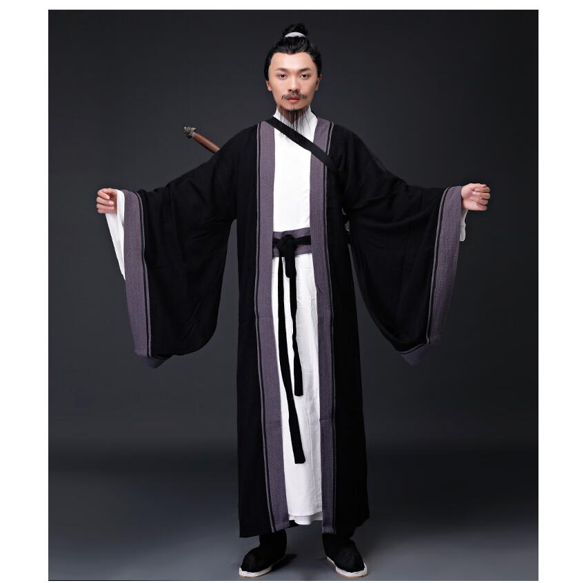 Hanfu Clothes Man Cotton Linen Taoist priest Outfit Mahdao Monastery Theatre Group Performing Costume Ancient China hanfu Clothing Men