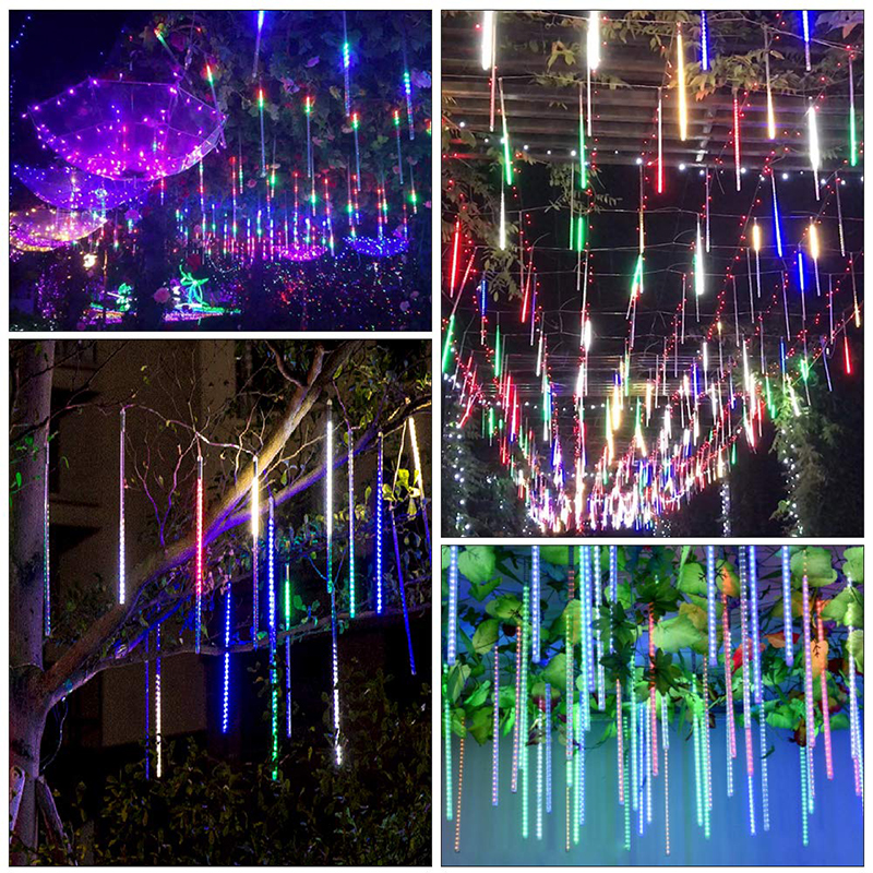 8tubes Waterproof Solar LED Meteor Shower Rain Tubes String Lighting for Party Wedding Decoration Christmas Holiday Light 30cm 50cm 80cm