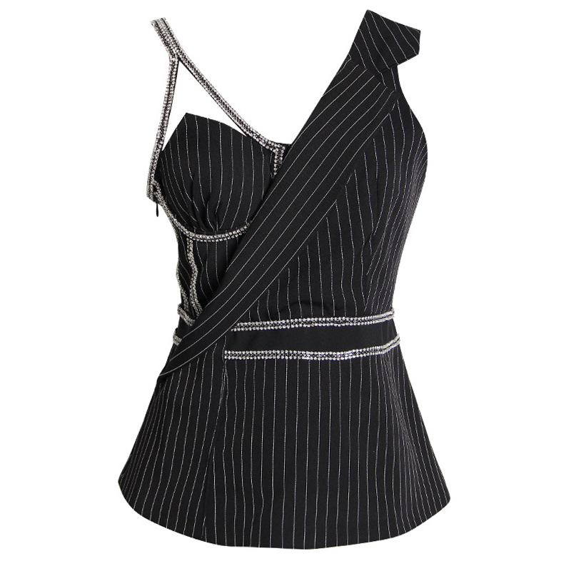 Women Sexy Waistcoat Asymmetrical Spring Autumn Stripe Diamonds Weskit Women High Street, Black
Women Sexy Waistcoat Asymmetrical Spring Autumn Stripe Diamonds Weskit Women High Street, Black