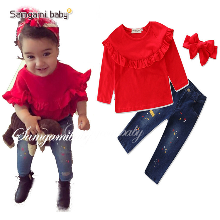 2 Colors Baby Girl Clothes Long Sleeve Tops + Blue Jeans + Headbands 3 Piece Sets kids clothing sets kids designer clothes girls DHL FJ194, Mixed colors
2 Colors Baby Girl Clothes Long Sleeve Tops + Blue Jeans + Headbands 3 Piece Sets kids clothing sets kids designer clothes girls DHL FJ194, Mixed colors