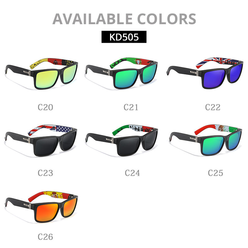 KDEAM Shocking Color 2020 Square Sport Men Sunglasses Polarized Elmore Fashion Glasses for Lady KD505 CX200706