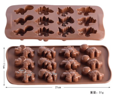 12 cavities dinosaurs shaped Hard Polycarbonate Chocolate Mould PC Candy Pasta Tool Injection PC Cake Mold