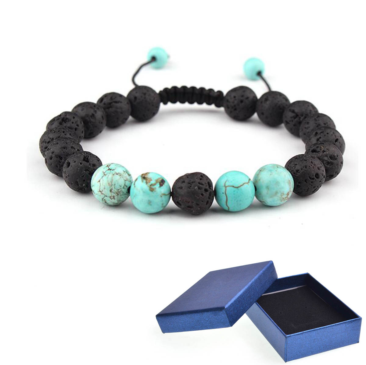8mm Beaded Lava Rock Diffusion Bracelet Ladies Men's Braided Rope Natural Bracelet Birthday Valentine's Day Gift
