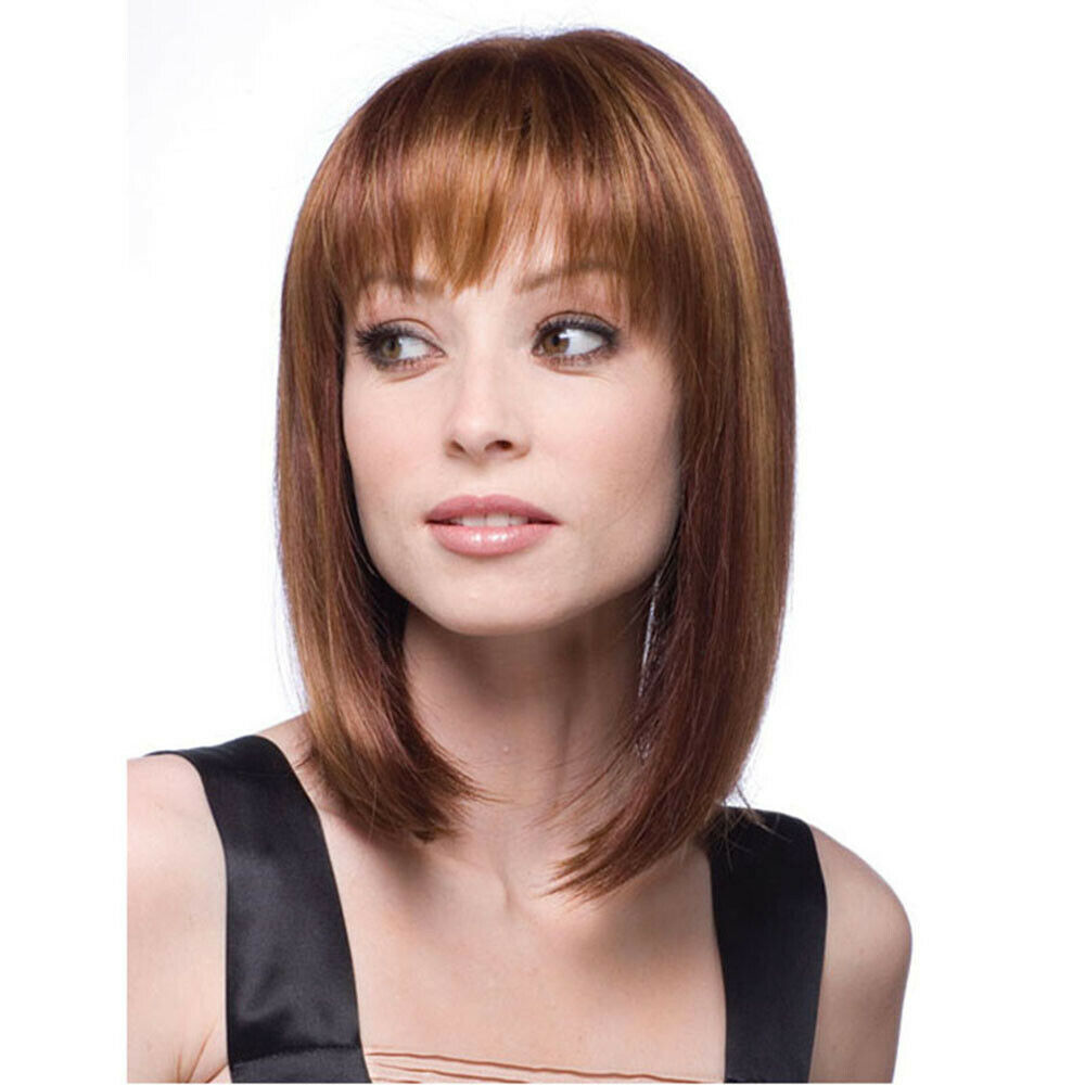 Ladies Short Straight Blonde Golden Brown Hair Wigs Fancy Dress Cosplay Party