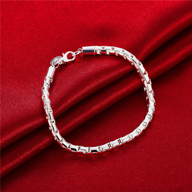 Hot sale best gift 925 silver Lattice Bracelet Round DFMCH214,Brand new fashion 925 sterling silver plated Chain link bracelets high grade