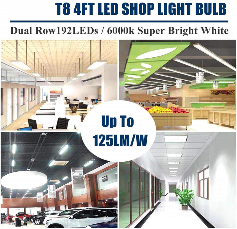 Stock In US + bi pin 4ft led t8 tubes Light 18W 22W 28W 60W 80W Double Rows T8 Replace regular Tube AC 85-265V