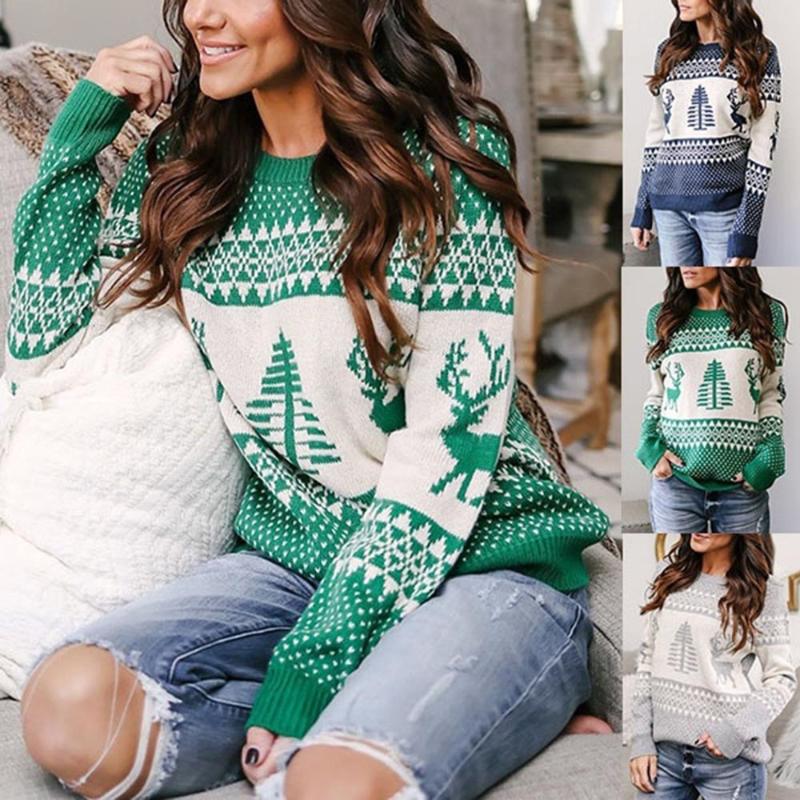 Christmas Sweater woman Long Sleeve O-Neck Christmas Tree knitting Sweater Tops female casual print Elk, Green
Christmas Sweater woman Long Sleeve O-Neck Christmas Tree knitting Sweater Tops female casual print Elk, Green