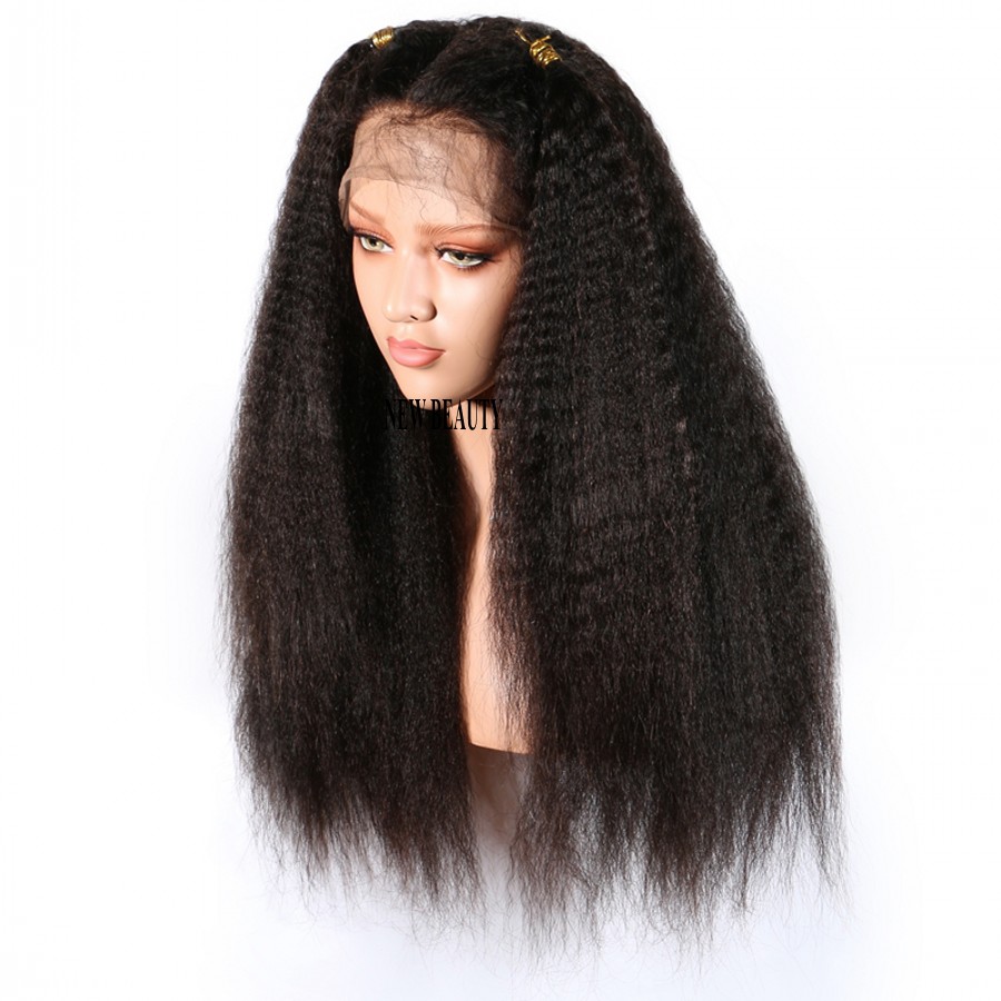 High Quality Kinky Straight Black Long Hair Synthetic Wig Heat Resistant Lace Front Wigs For Black Women