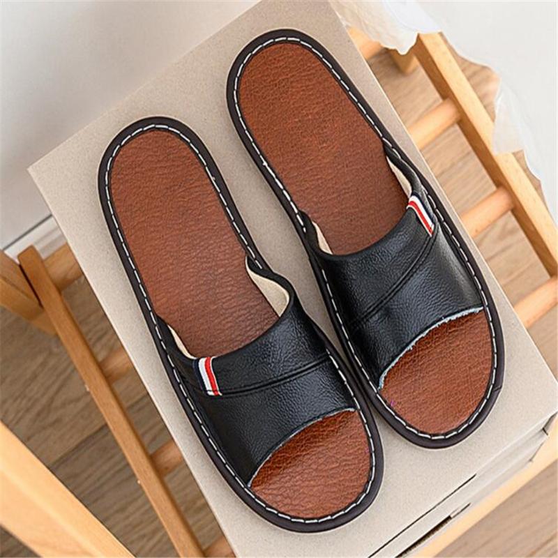 Summer Home slippers Cow Leather slippers couple indoor non-slip men women home fashion casual single shoes Flip-flops y1289, Black 
Summer Home slippers Cow Leather slippers couple indoor non-slip men women home fashion casual single shoes Flip-flops y1289, Black