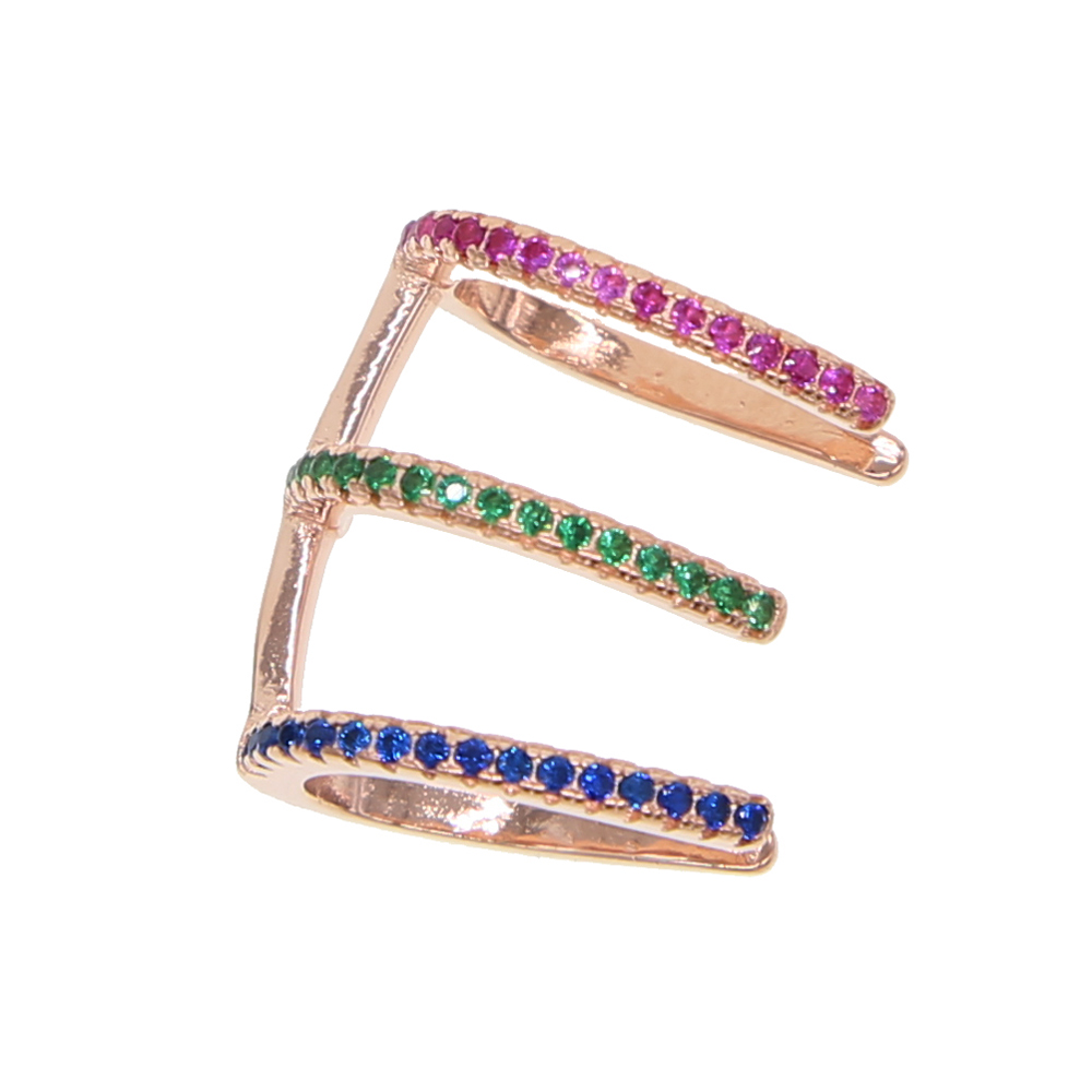 rose gold plated 3 colors cz circle clip on earrings fashion women chic jewelry no piercing ear cuff