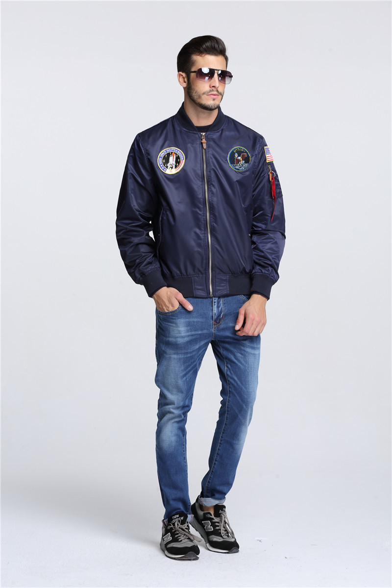 2018 New Autumn Apollo Thin 100th SPACE SHUTTLE Thin MA1 Bomber Hiphop US Air Force Pilot Flight College Jacket For Men SH190915