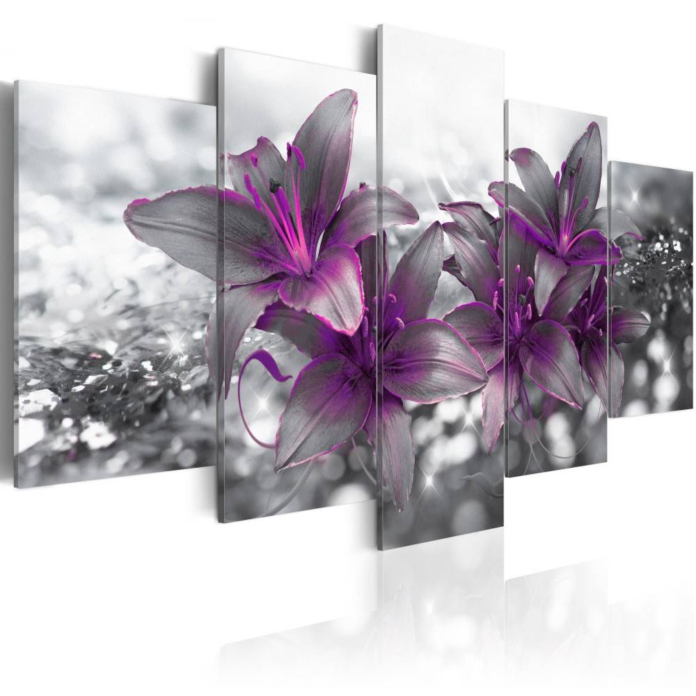 Fashion Wall Art Canvas Painting 5 Pieces Red Yellow Purple Lily Flower Modern Home Decoration,Choose Color And Size No Frame