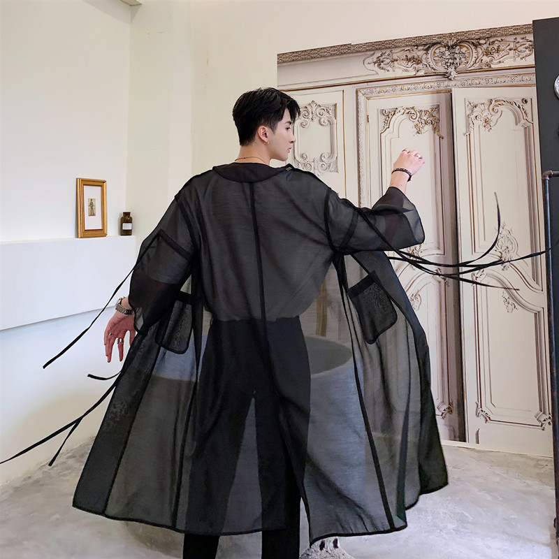 Men Translucent Mesh Trench Coat Male Japan Streetwear Punk Gothic Hip Hop Long Cardigan Jacket Stage Clothing, 1936
Men Translucent Mesh Trench Coat Male Japan Streetwear Punk Gothic Hip Hop Long Cardigan Jacket Stage Clothing, 1936
