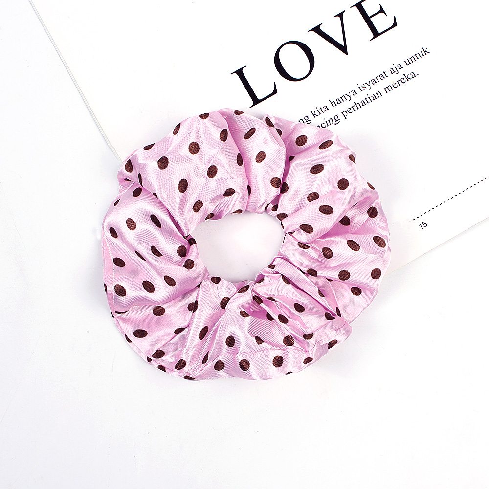 Scrunchie Stretch Headband Scrunchies Women Elegant Polka Dot Satin Elastic Hair Bands Tie Scrunchie Ponytail Holder Hair Accessories 1015C