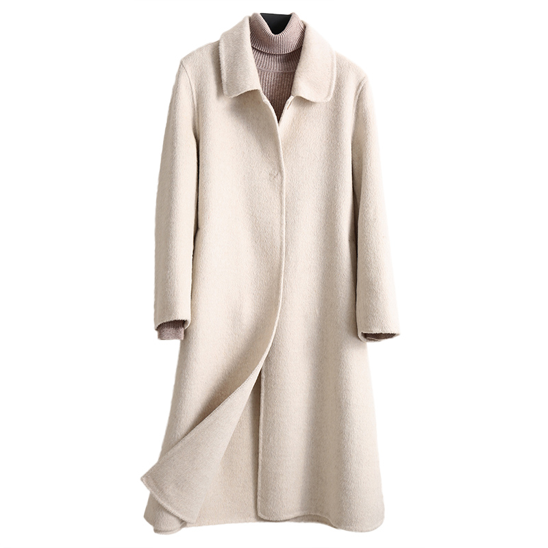 2019 new double-faced cashmere coat women' long section high-end woolen coat 100% wool woolen, Beige
2019 new double-faced cashmere coat women' long section high-end woolen coat 100% wool woolen, Beige