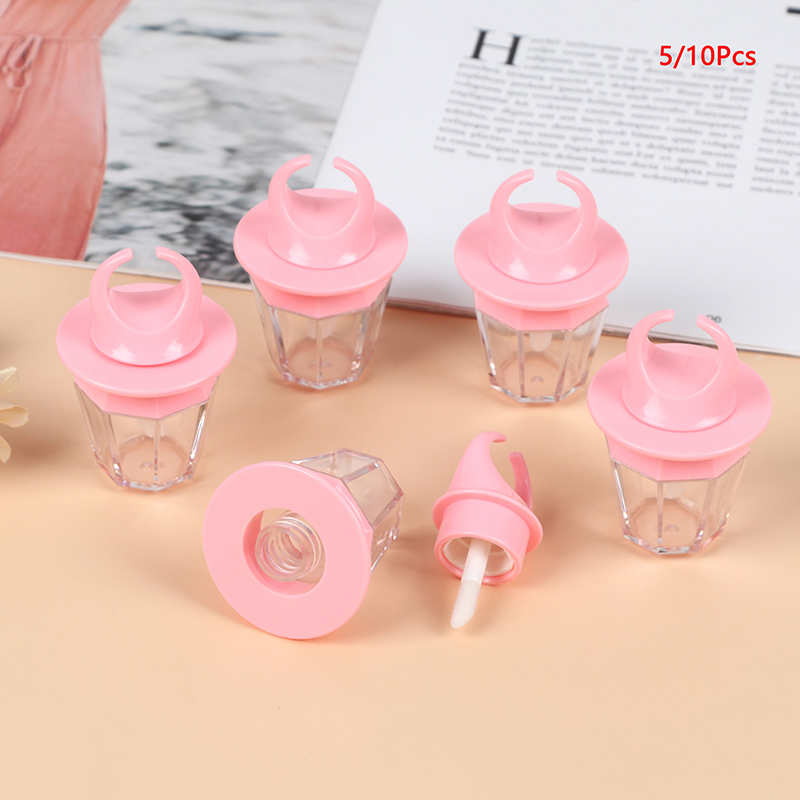 8ml Pink Diamond Ring Shape Empty Lip Gloss Bottle Lipgloss Tube Pink Lip Gloss Tube Lips Bottle Wand Brush Container New