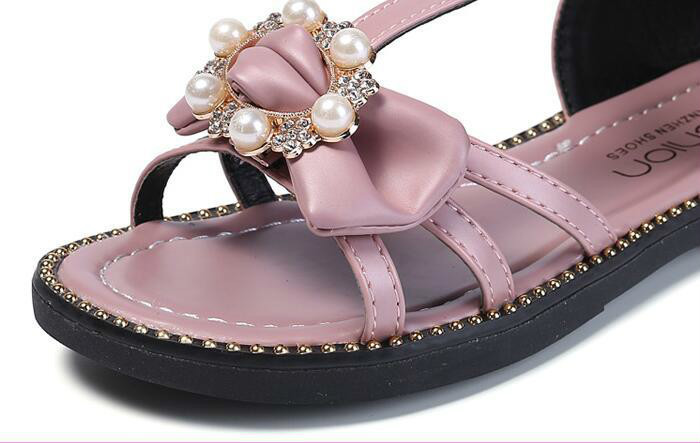 Girls Sandals For Children New Summer Fashion Princess Pearl Soft Child Child Student Flat Sandals
