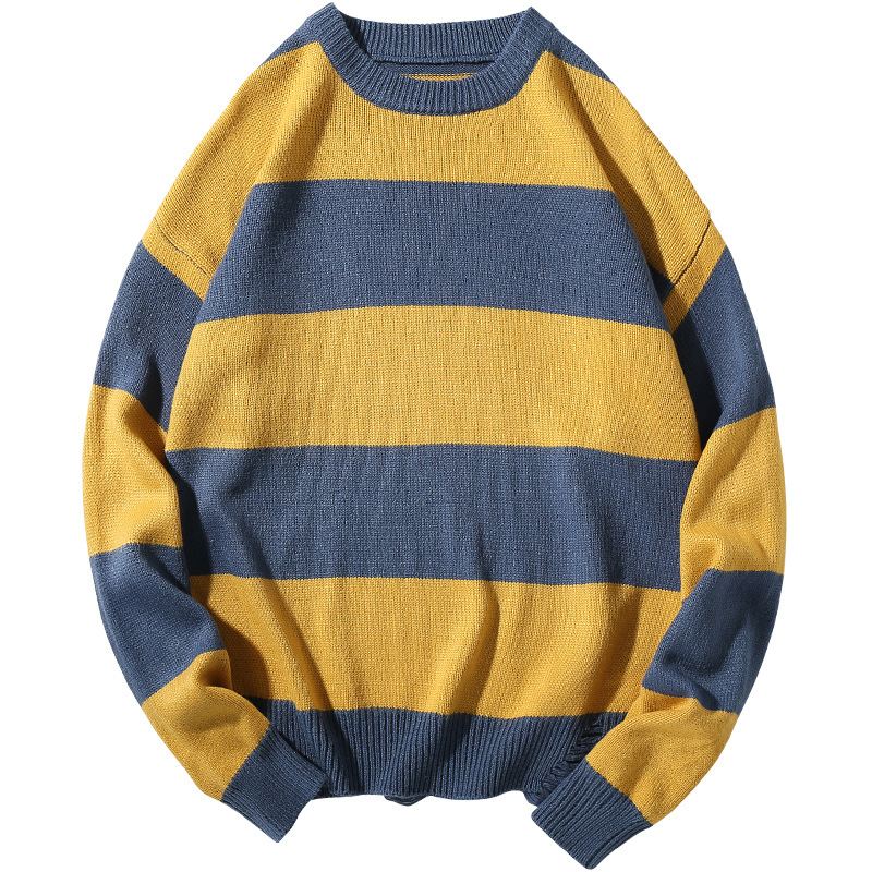 Men's sweater pullover 2020 autumn men's sweater round neck striped loose hole male youth popular casual, Yellow
Men's sweater pullover 2020 autumn men's sweater round neck striped loose hole male youth popular casual, Yellow
