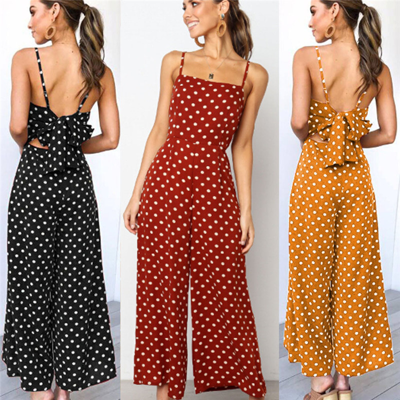 Sleeveless Backless Boho Bow-knot Dot Jumpsuits Women 2020 Summer Floral Print Romper Strap Beach Club Elegant Jumpsuit Overalls, Red
Sleeveless Backless Boho Bow-knot Dot Jumpsuits Women 2020 Summer Floral Print Romper Strap Beach Club Elegant Jumpsuit Overalls, Red